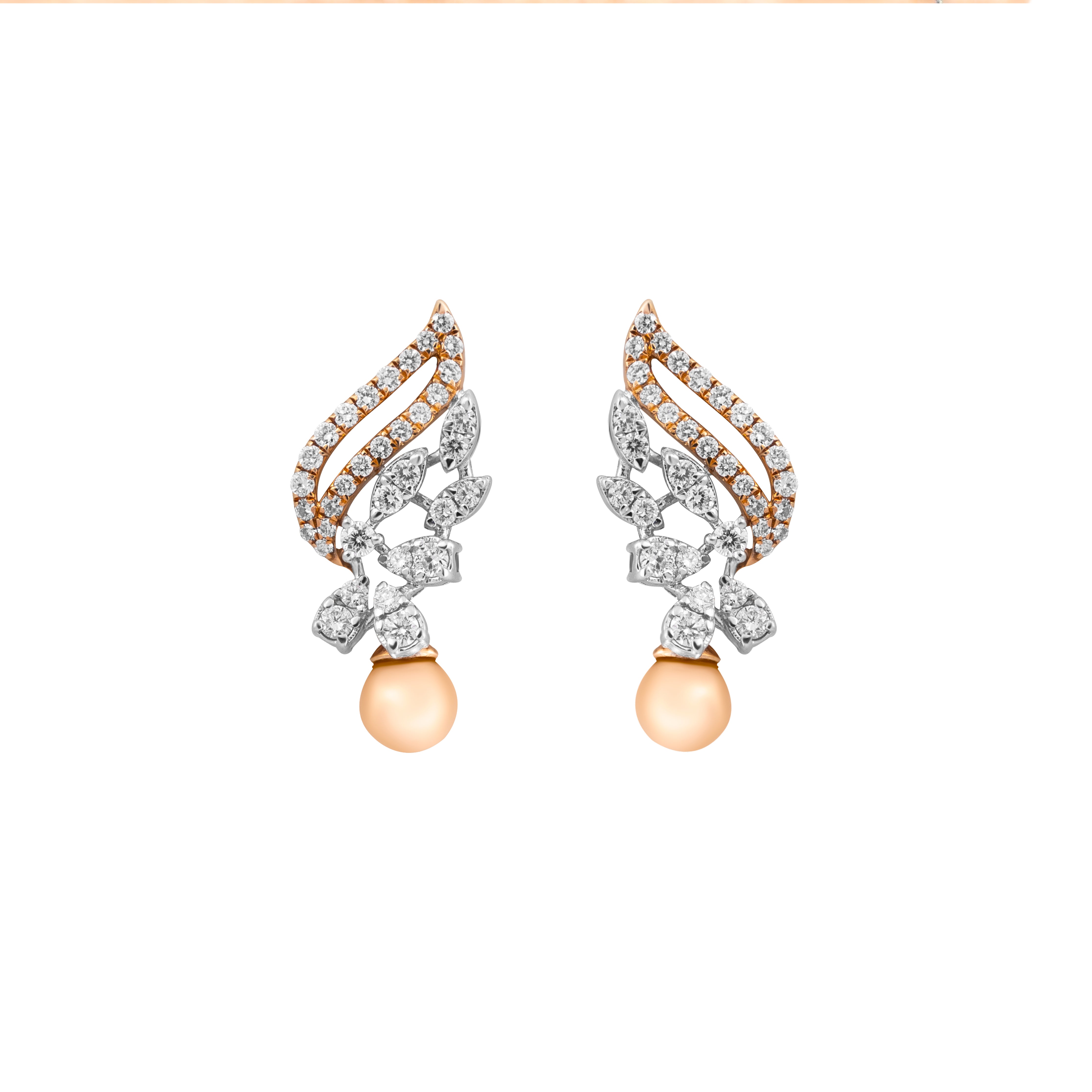 Round Diamond Pearl Drop earrings
