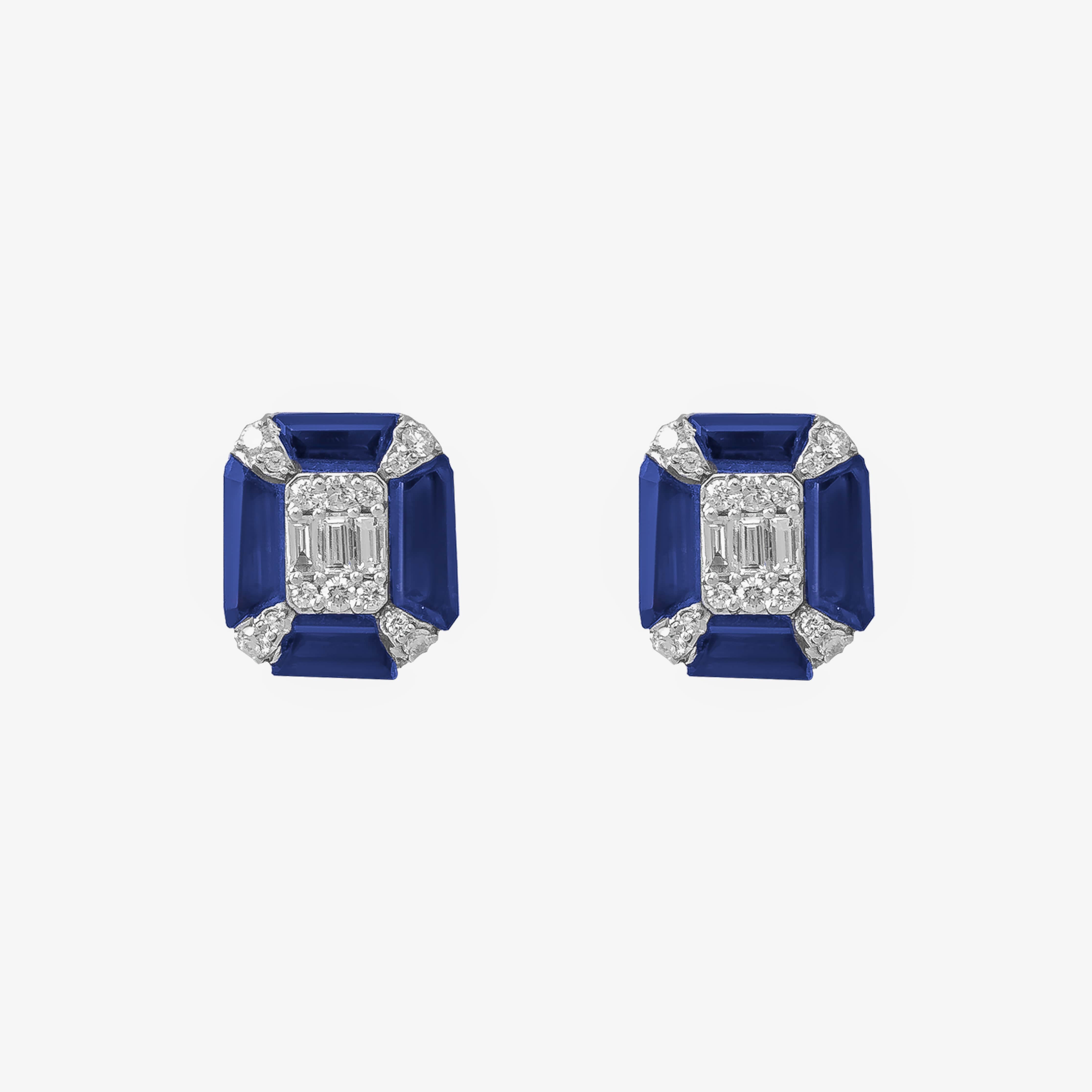 Blue Iolite Diamond Studs