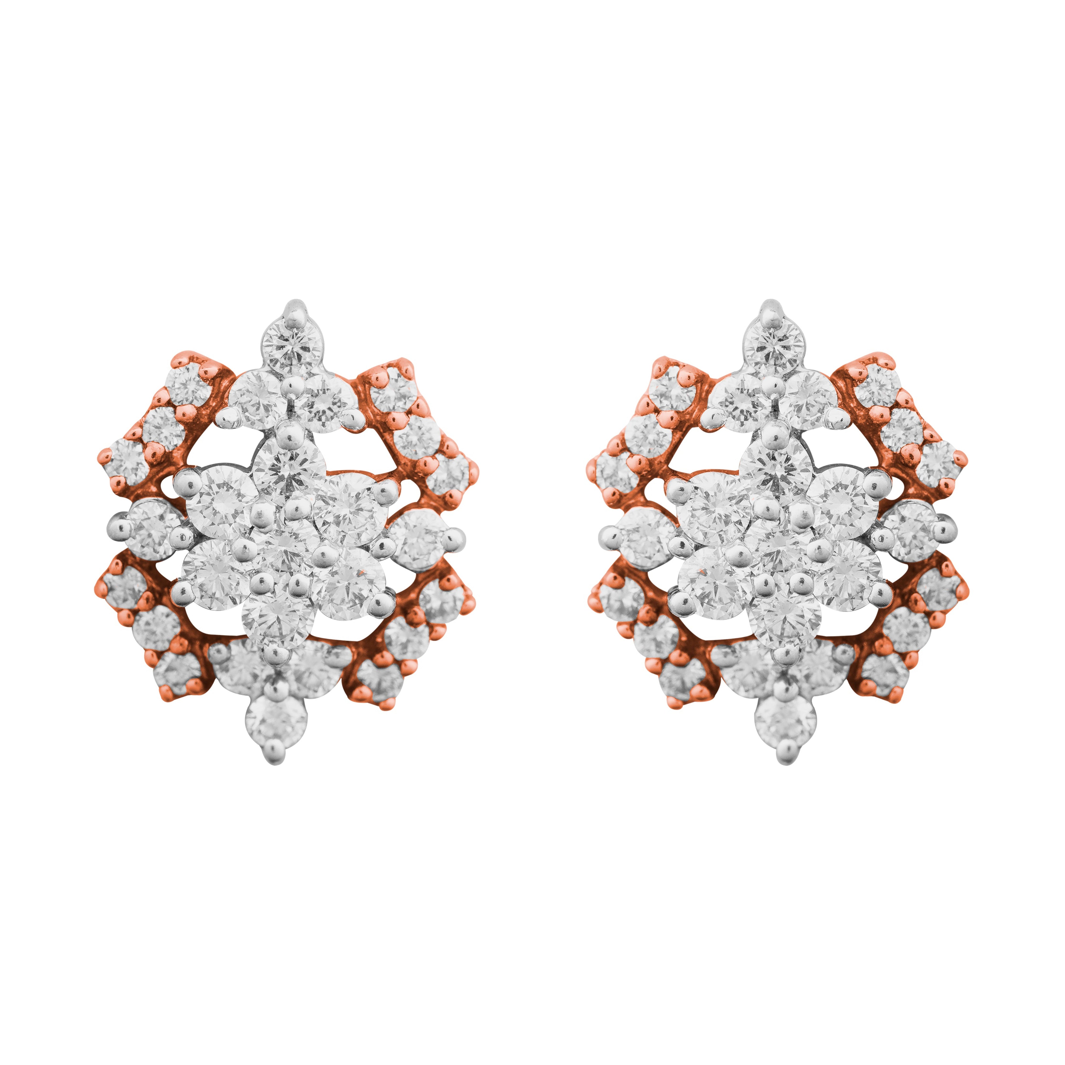 Round Cluster 1 Carat Diamond Studs Earrings