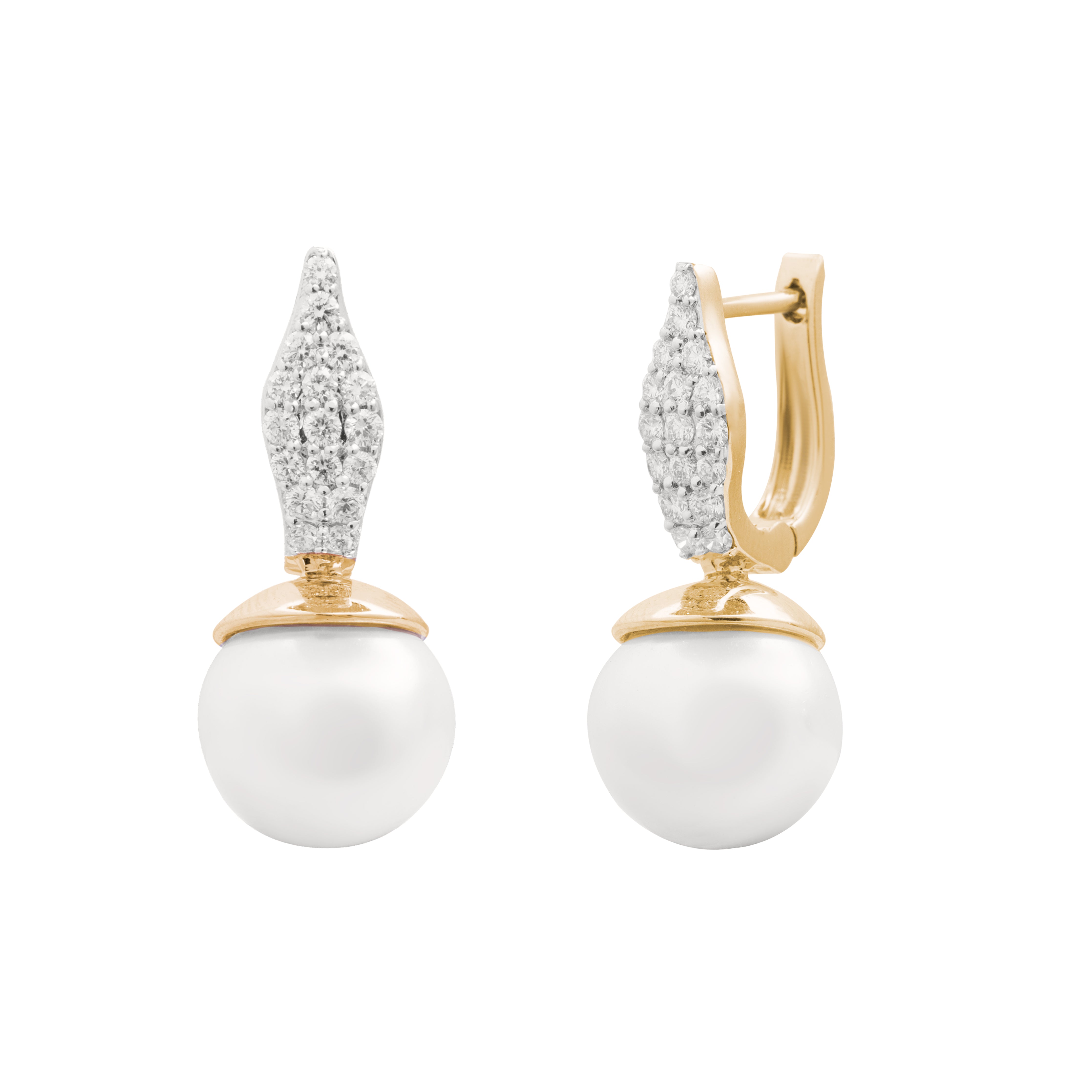 Renaissance Pearl Trillion Drop Earrings in 18K Yellow Gold with Pearls and  Diamond, 26mm | David Yurman
