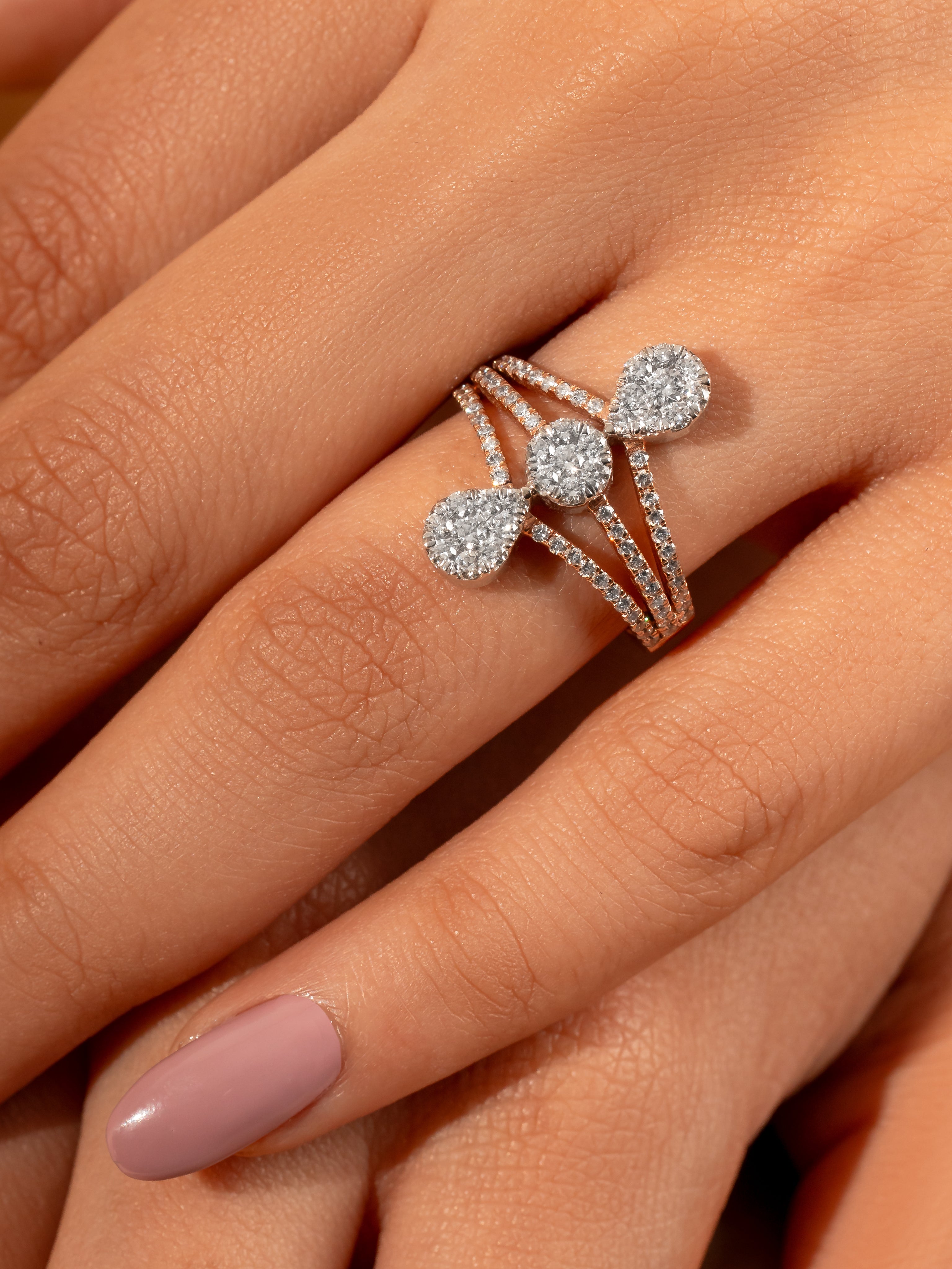 Three Line Diamond Ring For Daily Wear