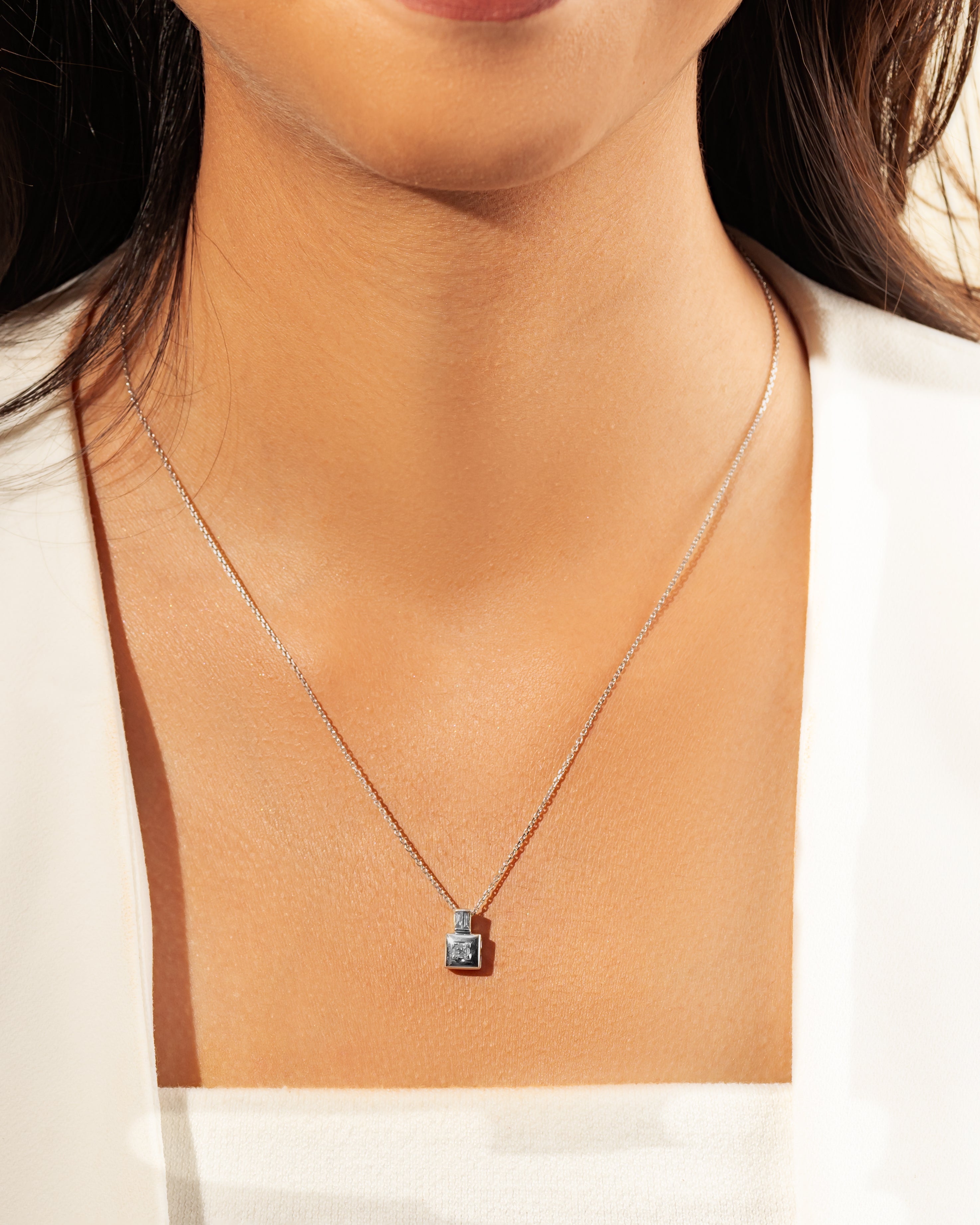 Diamond Square Pendant For Baby Girl