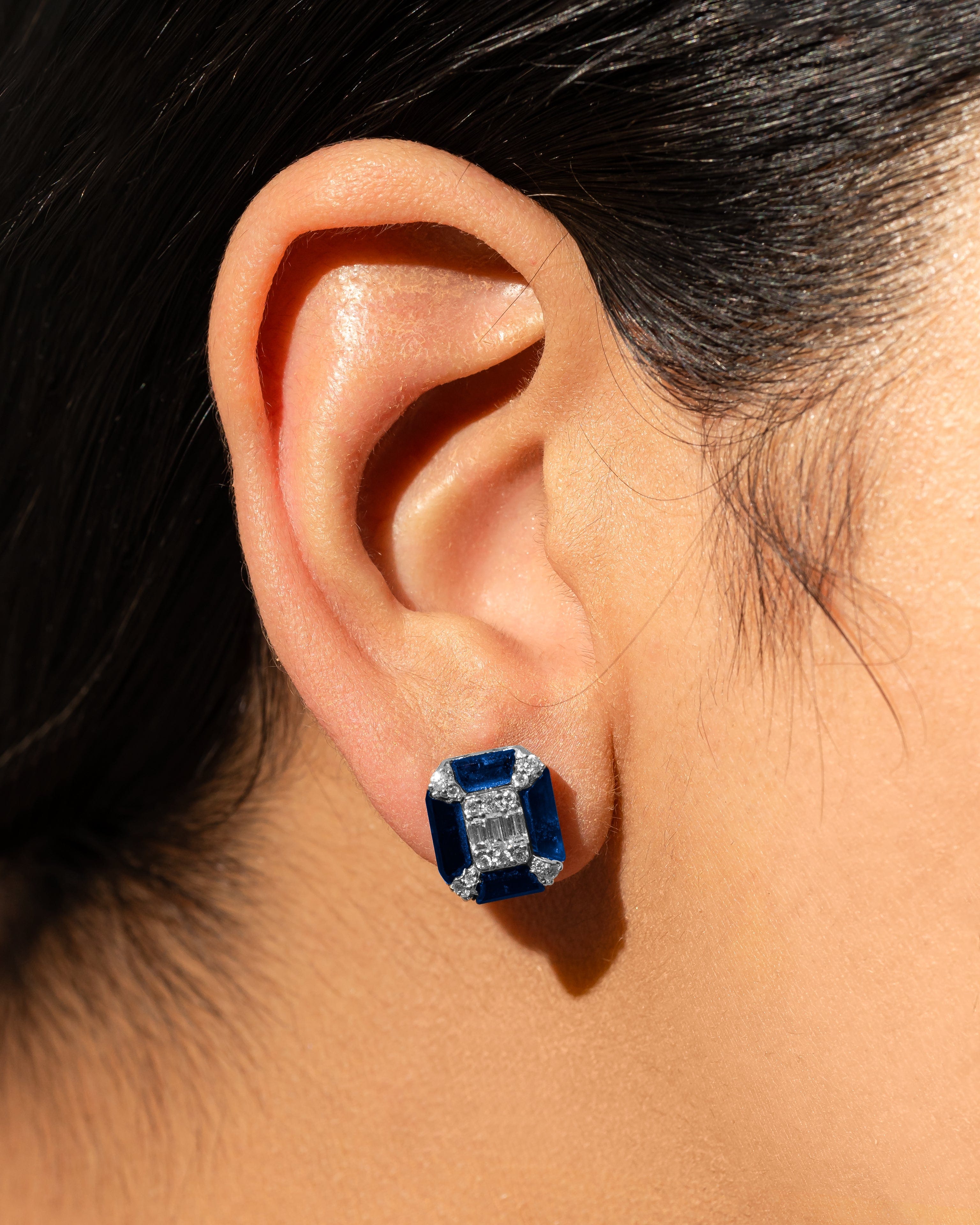 Blue Lolite 1 Carat Diamond Studs Earrings