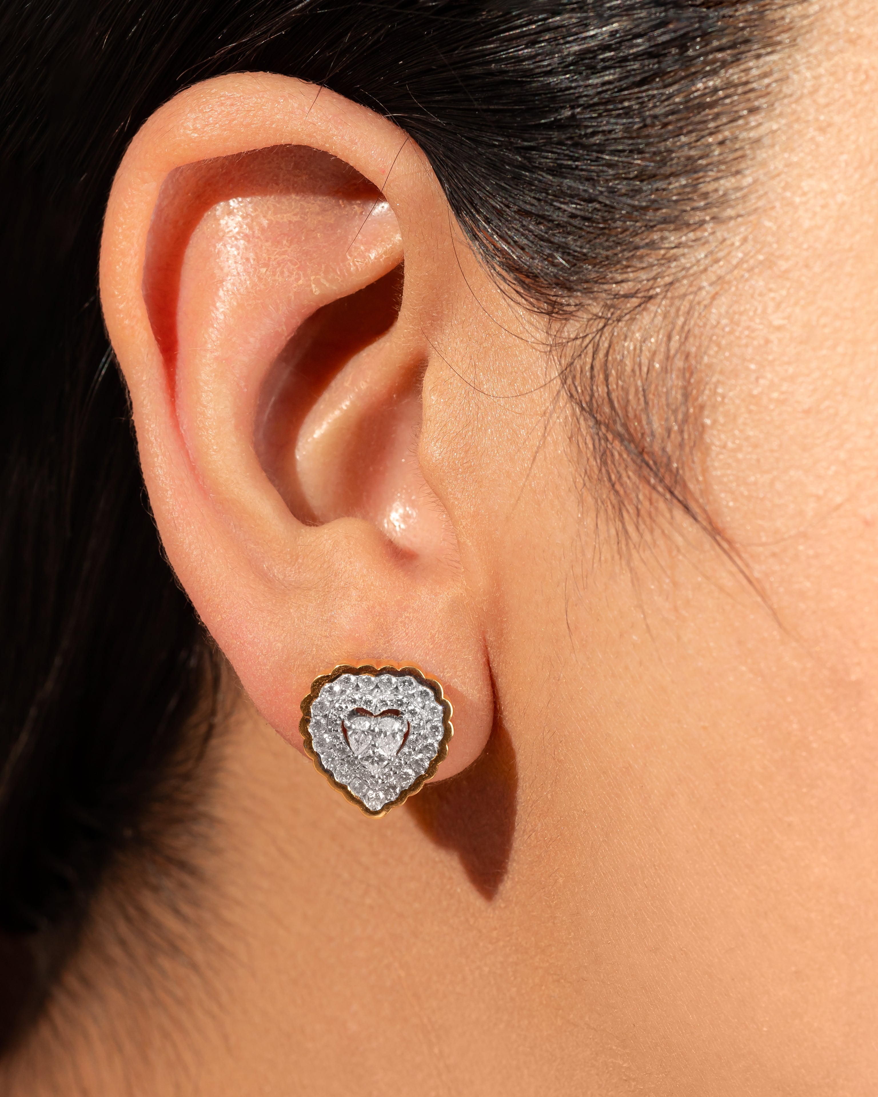 Illusion of Diamond Hearts Earrings 