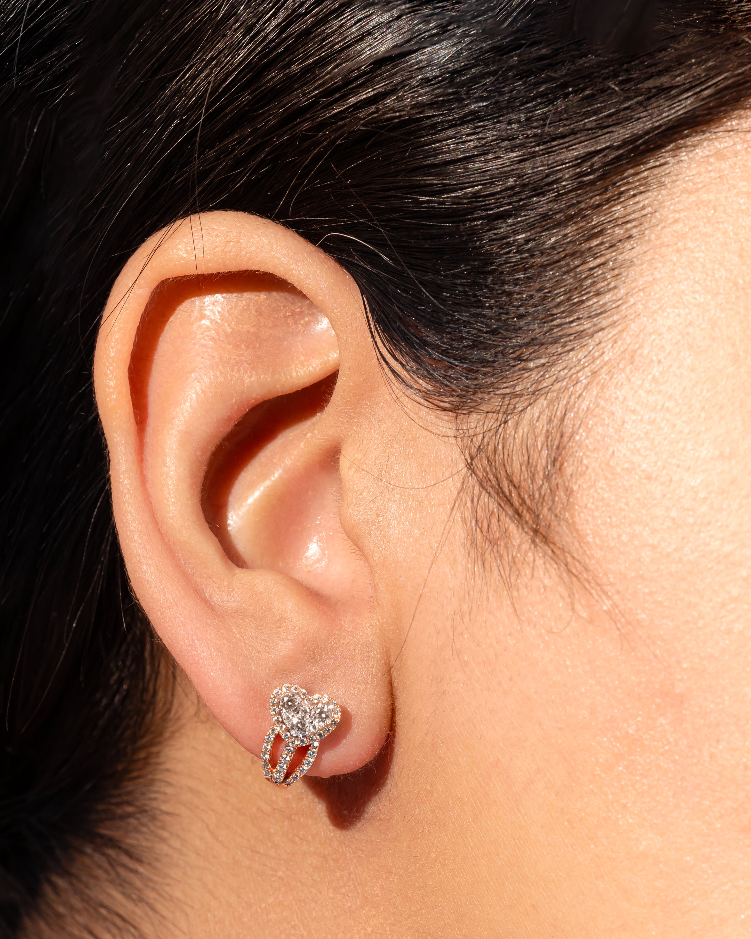 Heart Shape Diamond Bali Earrings 